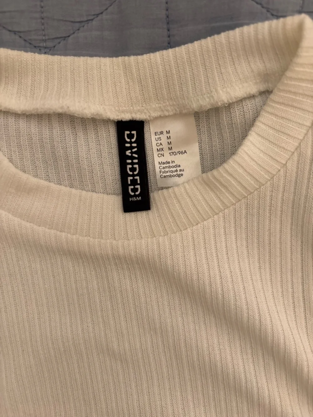 H&M White Ribbed Drawstring Top, Medium - Picture 2 of 6